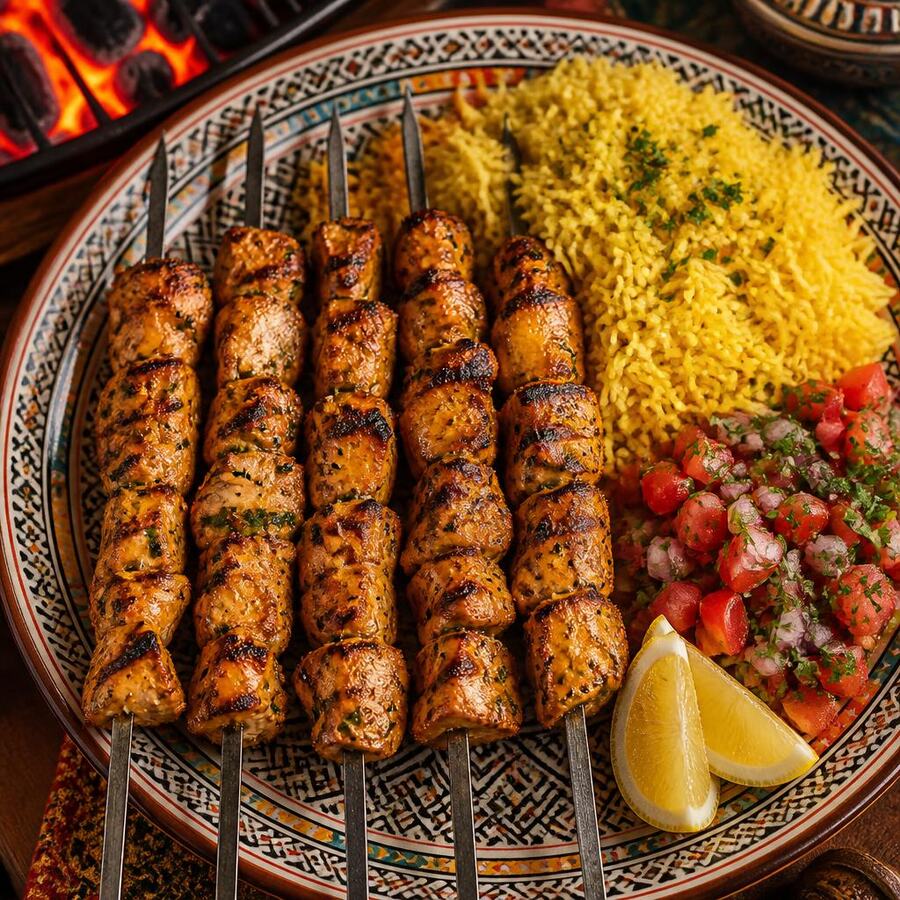 Poulet - Brochettes de poulet marinées aux herbes et grillées au charbon. | Le Goût du Charbon Témara