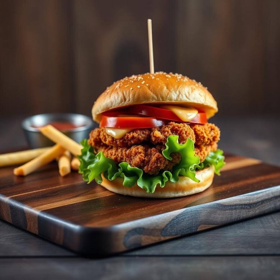 Chicken Burger - Filet de poulet croustillant ou grillé, salade, tomate, sauce spéciale. | Le Goût du Charbon Témara