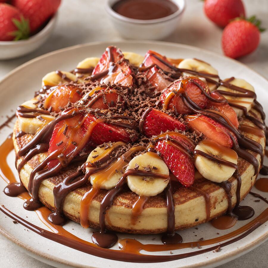 Crêpe américaine — fruits de saison - Crêpe moelleuse aux fruits de saison. Miel, caramel ou chocolat au choix. | Le Goût du Charbon Témara