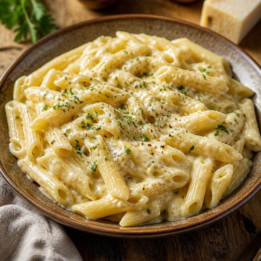Penne aux quatre fromages - Penne nappées d'une sauce onctueuse aux quatre fromages fondants. | Le Goût du Charbon Témara