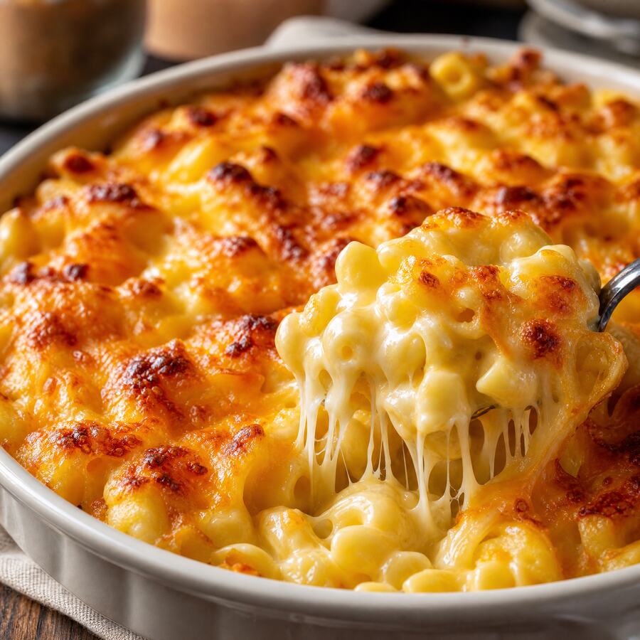 Mac and Cheese à la sauce - Macaroni gratinés dans une sauce fromage crémeuse, gratinés au four. | Le Goût du Charbon Témara