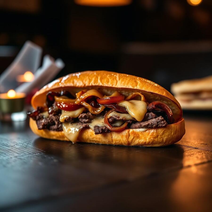 Cheese steack - Tranches de bœuf, cheddar fondu et poivron vert. | Le Goût du Charbon Témara