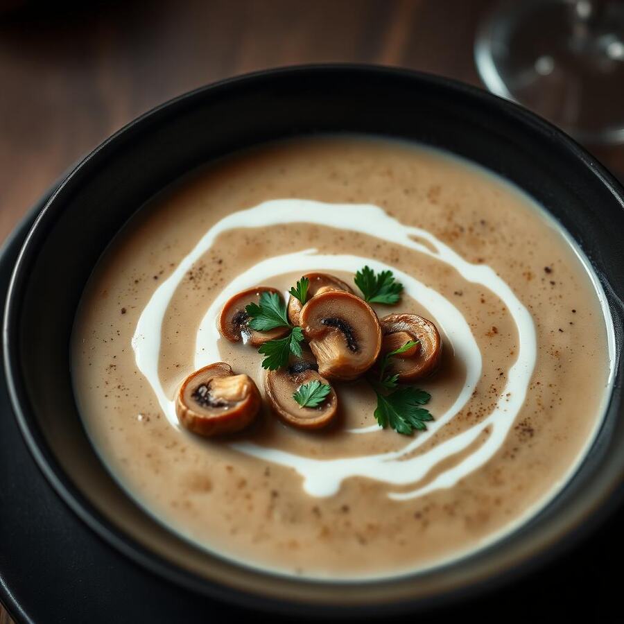 Soupe champignons - Crème onctueuse de champignons frais parfumée à la muscade. | Le Goût du Charbon Témara