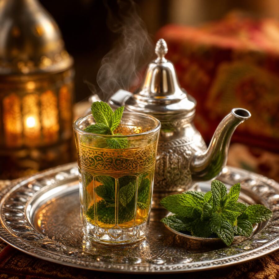 Thé à la menthe - Thé vert marocain infusé à la menthe fraîche. | Le Goût du Charbon Témara