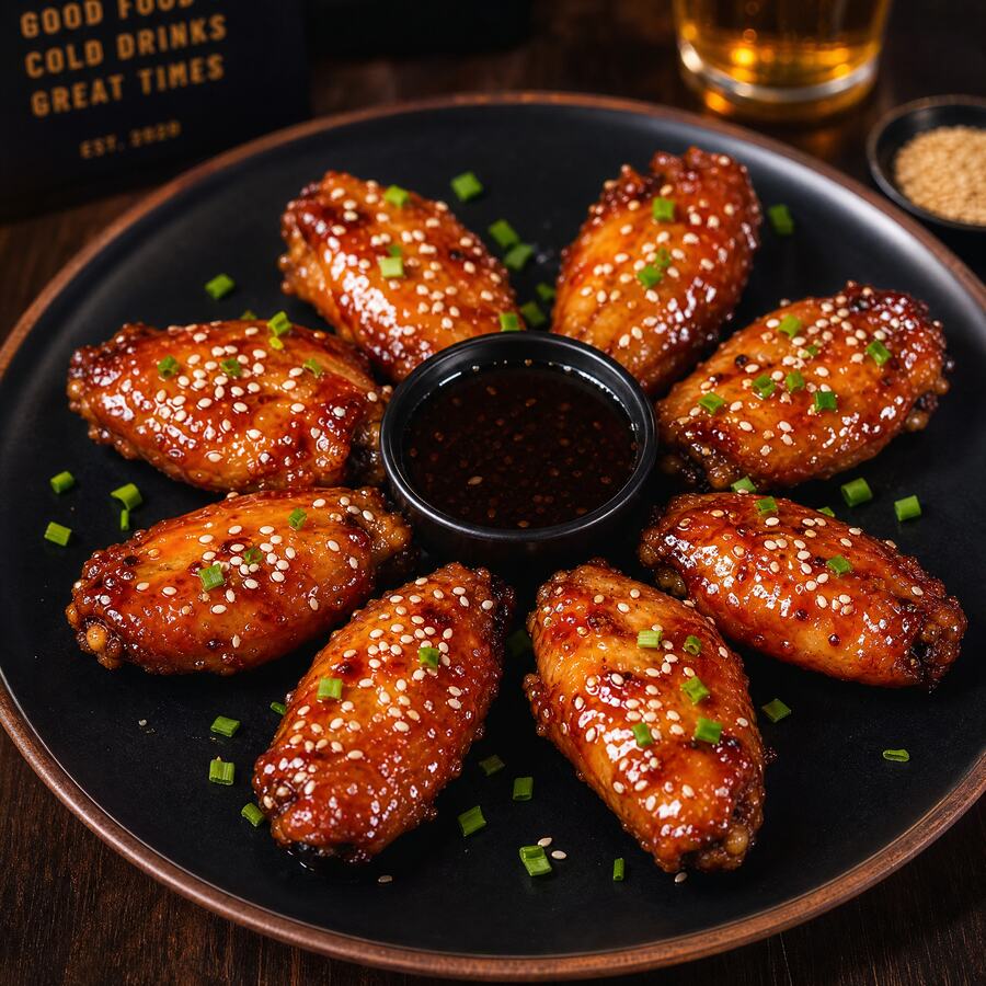 Honey chicken wings - 8 ailes de poulet marinées au miel et grillées, croustillantes et sucrées-salées. | Le Goût du Charbon Témara
